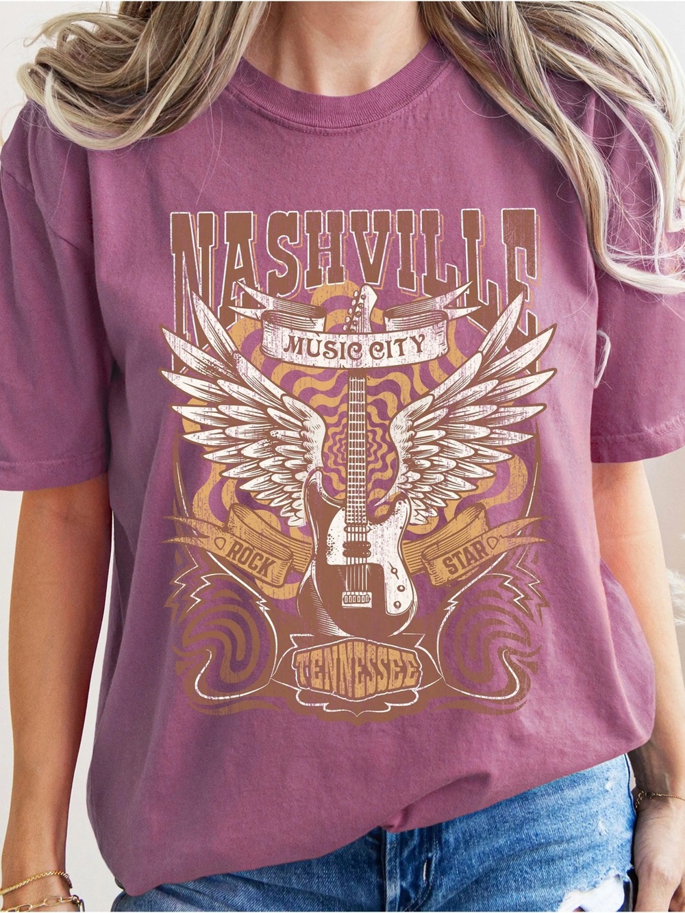 Nashville Music City Graphic Tee - Red Size Large
